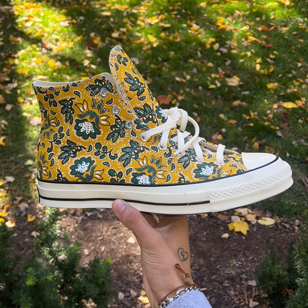 Converse floral-print high-top sneakers - Yellow